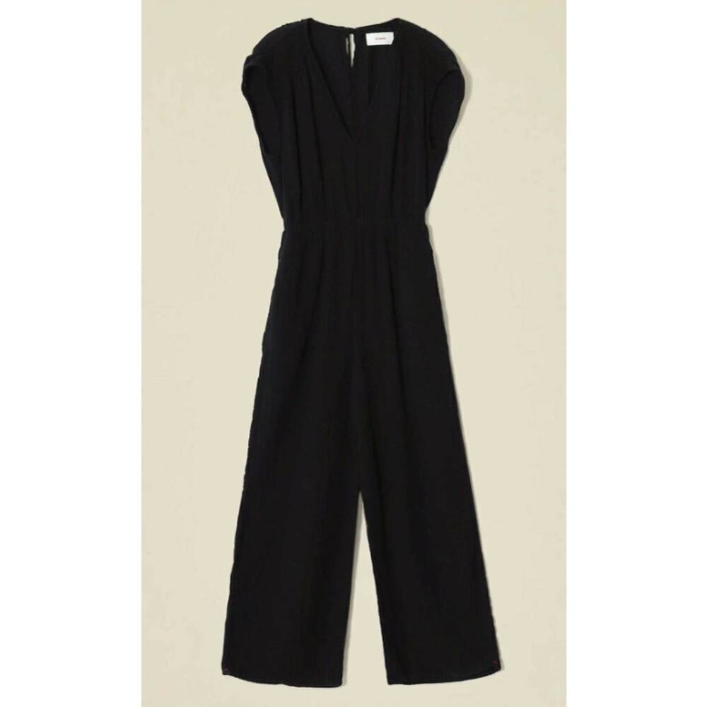 Xirena Nell Jumpsuit Wide Leg Crinkled Cotton Black Size Small Nwot